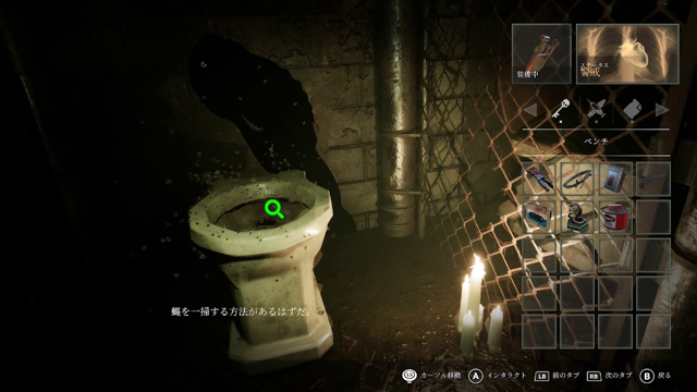 ハエのたかっている個室